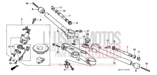TUYAU DE GUIDON/PONT SUPERIEUR CBR600FP de 1993